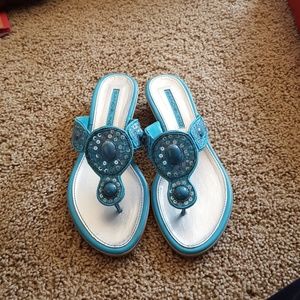 never worn before blue sandals